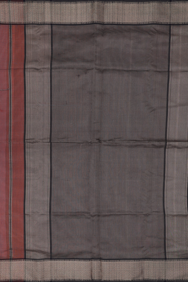Maheswari Silk Cotton Saree In Orange With Checks Design