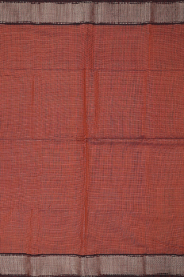 Maheswari Silk Cotton Saree In Orange With Checks Design