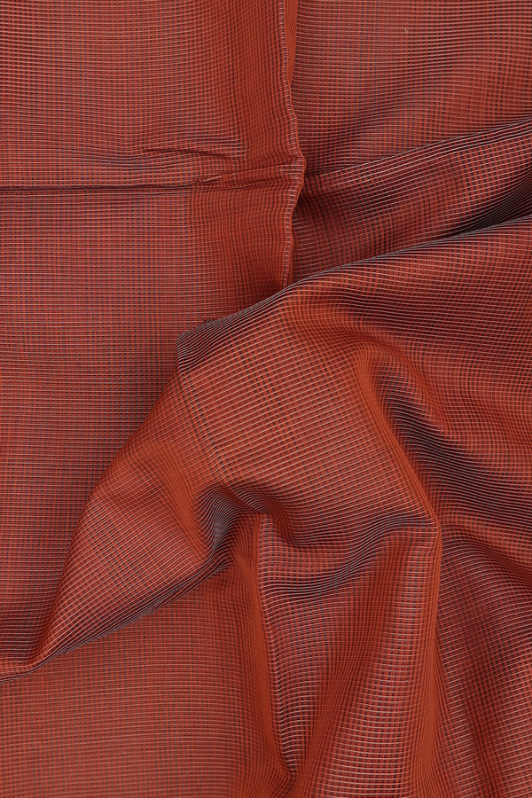 Maheswari Silk Cotton Saree In Orange With Checks Design