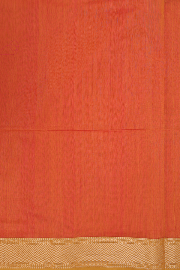 Maheswari Silk Cotton Saree Rani Pink With Chevron Border
