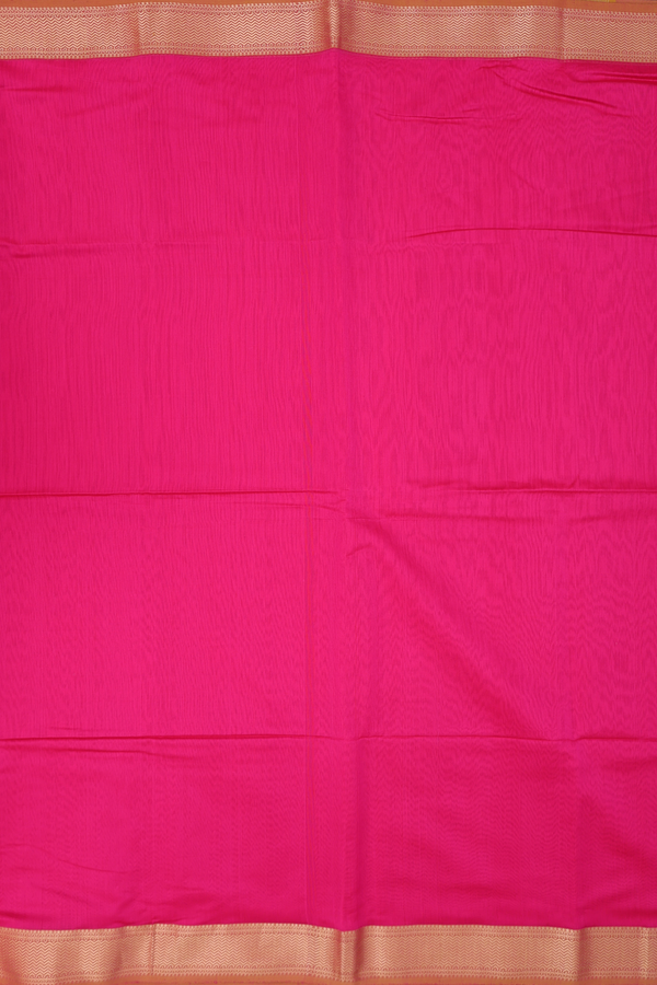 Maheswari Silk Cotton Saree Rani Pink With Chevron Border