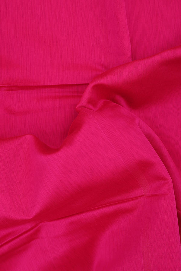 Maheswari Silk Cotton Saree Rani Pink With Chevron Border