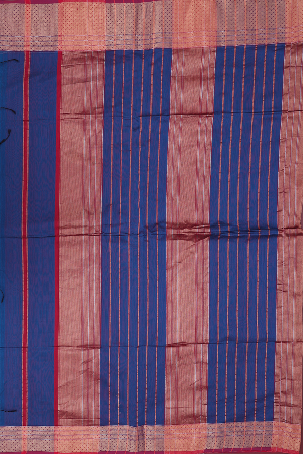 Maheswari Silk Cotton Saree In Blue With Contrast Border