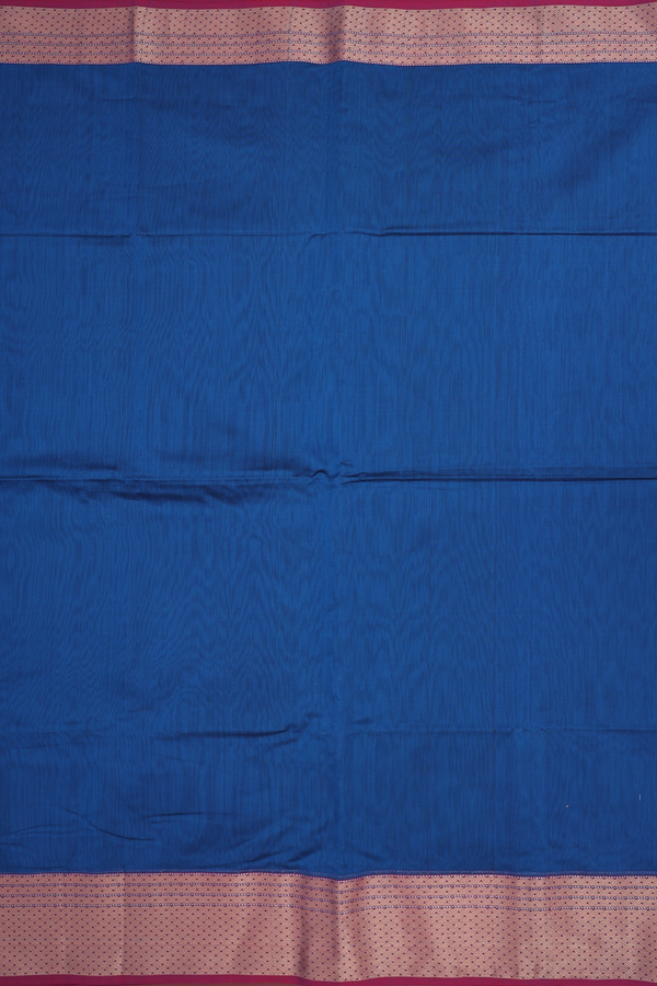 Maheswari Silk Cotton Saree In Blue With Contrast Border