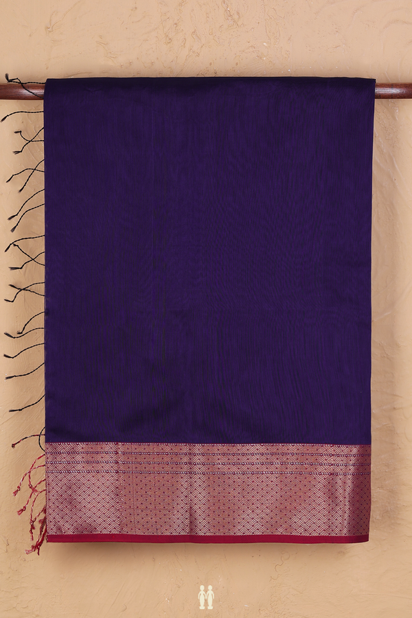 Maheswari Silk Cotton Saree In Deep Purple Contrast Border