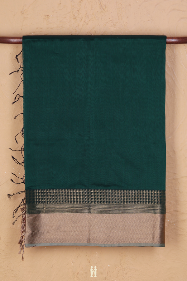 Maheswari Silk Cotton Saree Green With Threadwork Border