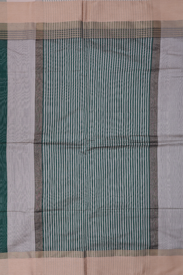 Maheswari Silk Cotton Saree Green With Threadwork Border