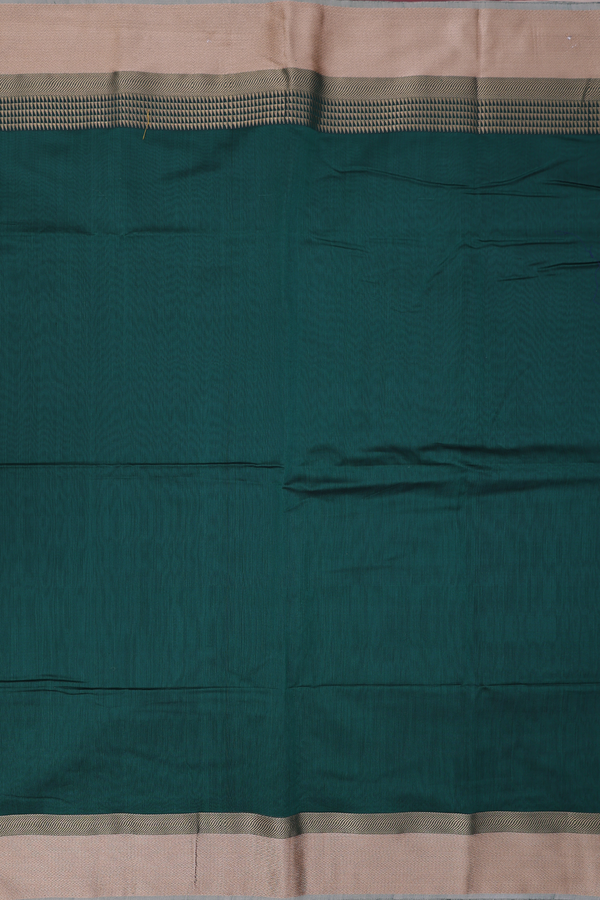 Maheswari Silk Cotton Saree Green With Threadwork Border