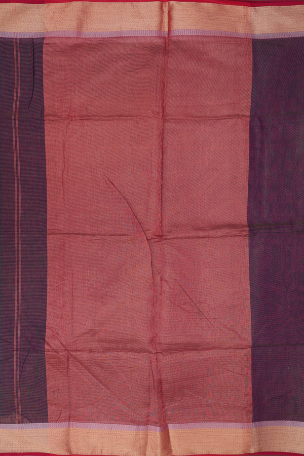 Maheswari Silk Cotton Saree Deep Purple With Stripes Design