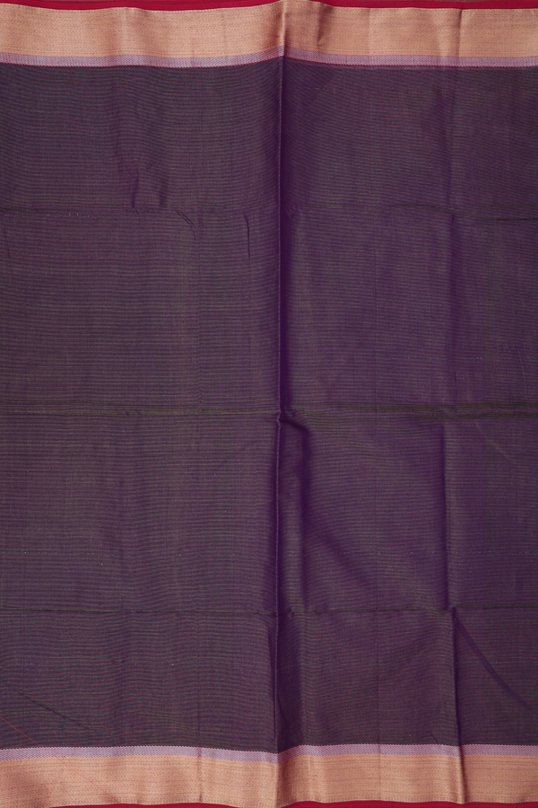 Maheswari Silk Cotton Saree Deep Purple With Stripes Design