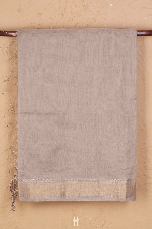 Maheswari Silk Cotton Saree Pastel Brown With Stripes Design