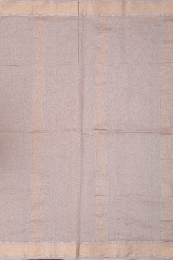Maheswari Silk Cotton Saree Pastel Brown With Stripes Design