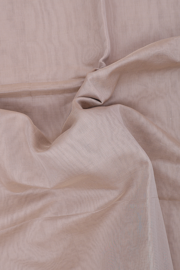 Maheswari Silk Cotton Saree Pastel Brown With Stripes Design