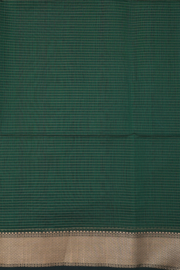 Maheswari Silk Cotton Saree In Dark Green With Checks Design