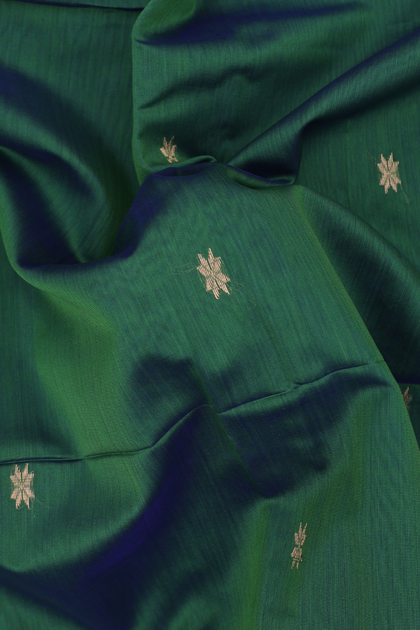 Maheswari Silk Cotton Saree In Green With Floral Buttas