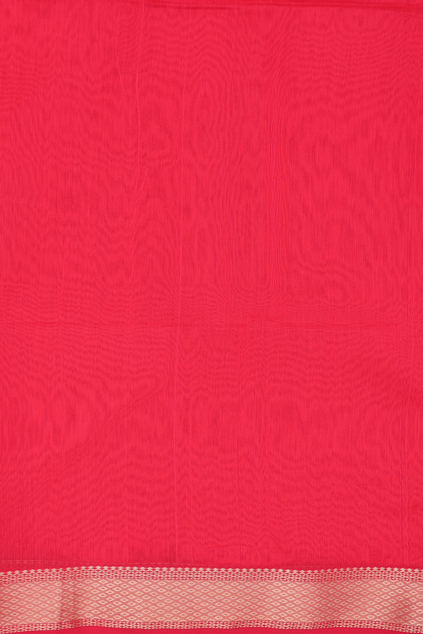 Maheswari Silk Cotton Saree In Chilli Red With Zari Buttas