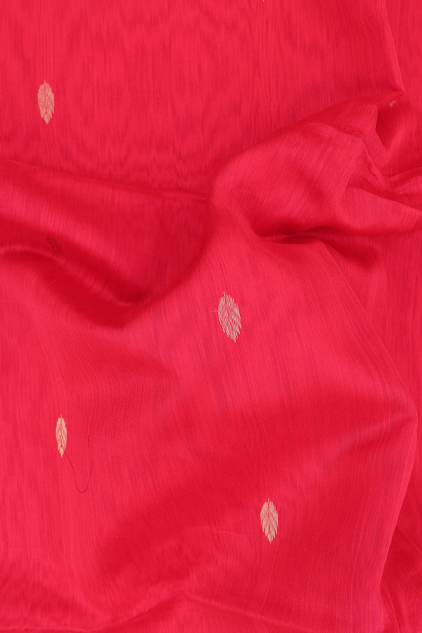 Maheswari Silk Cotton Saree In Chilli Red With Zari Buttas