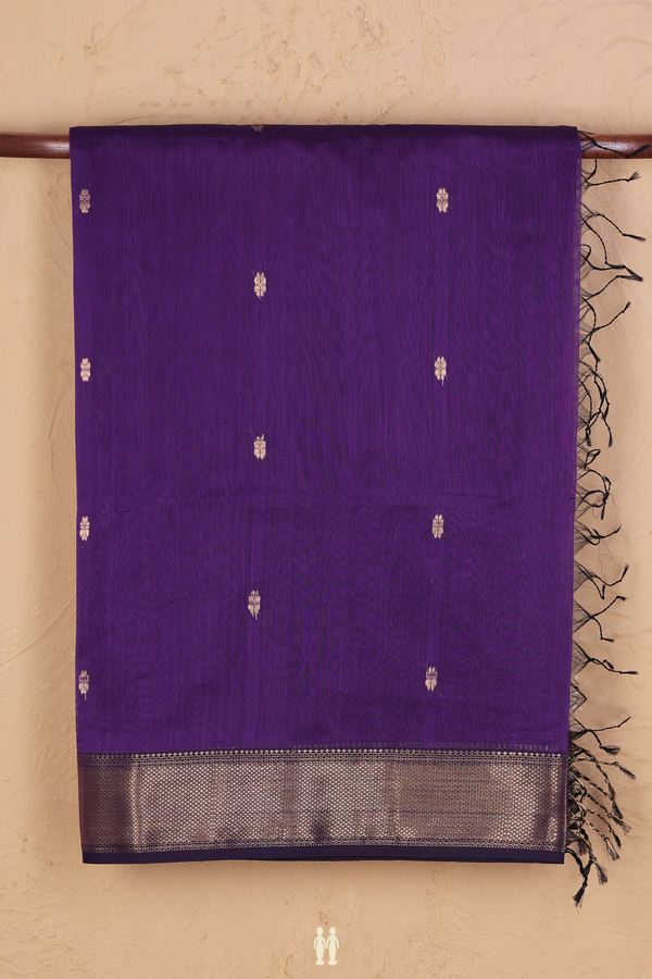 Maheswari Silk Cotton Saree Deep Purple With Floral Buttas
