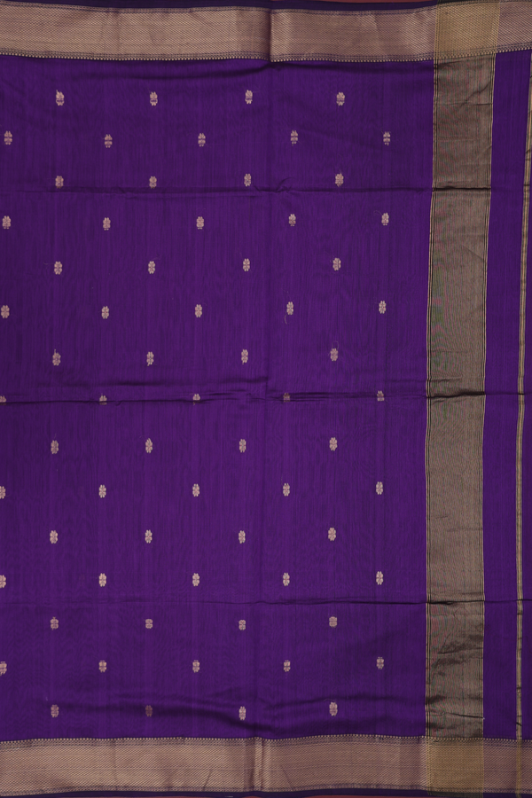 Maheswari Silk Cotton Saree Deep Purple With Floral Buttas
