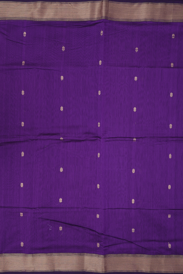 Maheswari Silk Cotton Saree Deep Purple With Floral Buttas