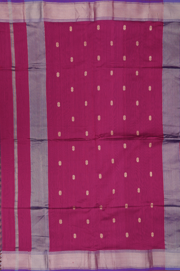 Maheswari Silk Cotton Saree Berry Purple With Floral Buttas