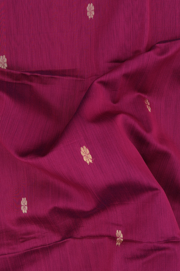 Maheswari Silk Cotton Saree Berry Purple With Floral Buttas