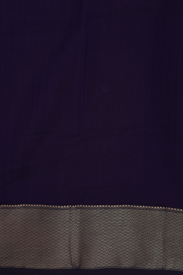 Maheswari Silk Cotton Saree In Navy Blue With Floral Buttas