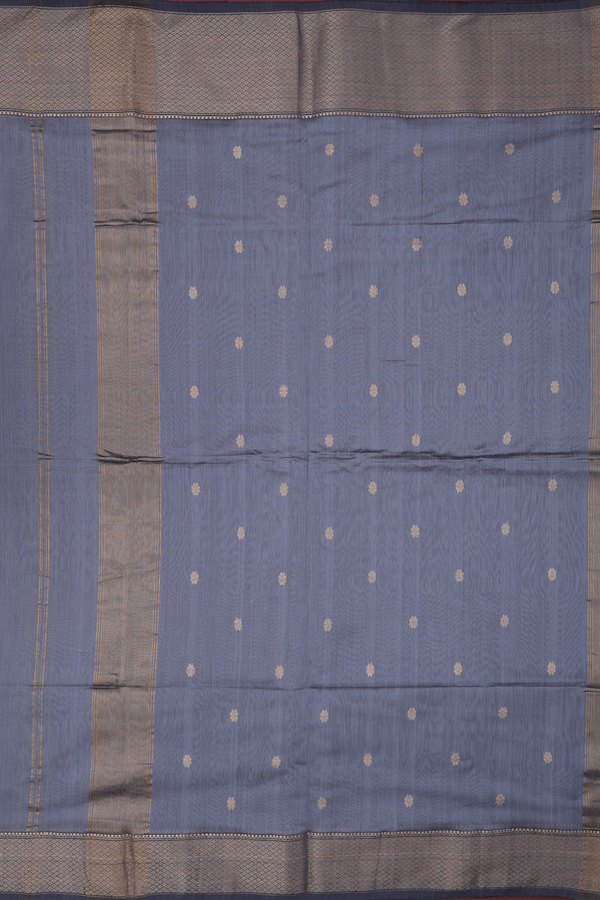 Maheswari Silk Cotton Saree In Grey With Floral Buttas