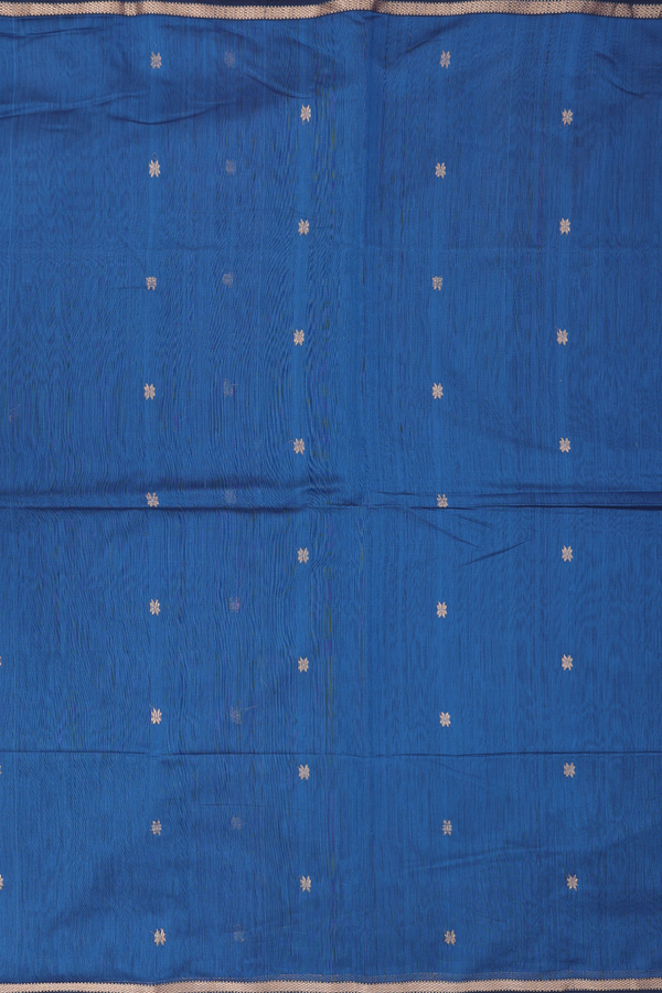 Maheswari Silk Cotton Saree In Blue With Floral Buttas