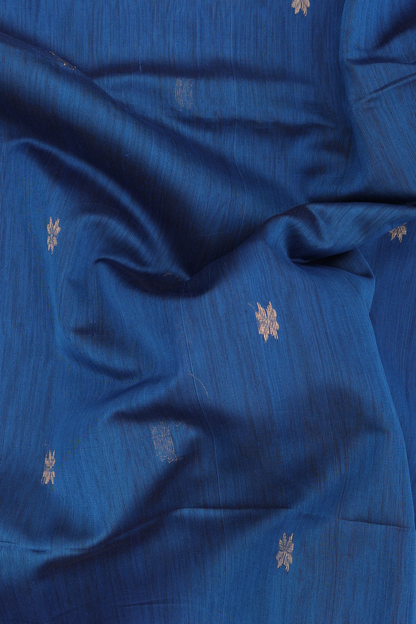 Maheswari Silk Cotton Saree In Blue With Floral Buttas