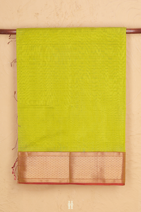 Maheswari Silk Cotton Saree In Green With Stripes Design