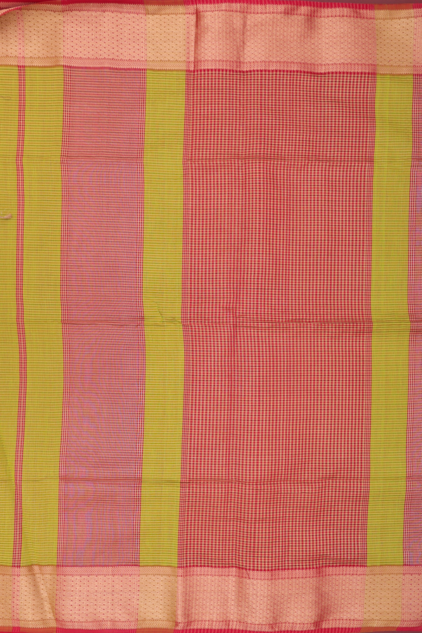 Maheswari Silk Cotton Saree In Green With Stripes Design