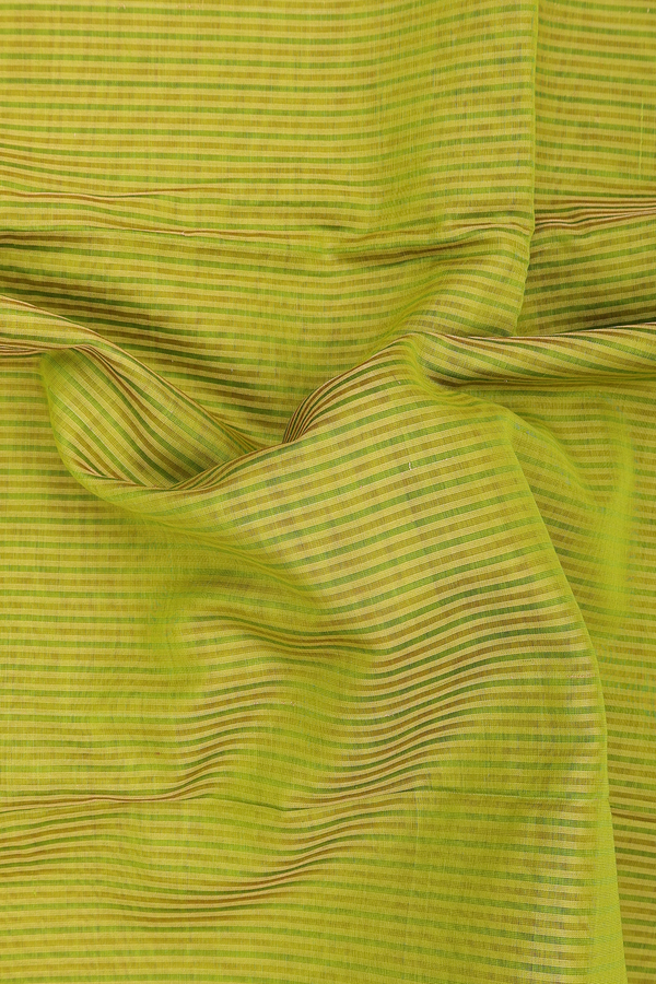 Maheswari Silk Cotton Saree In Green With Stripes Design