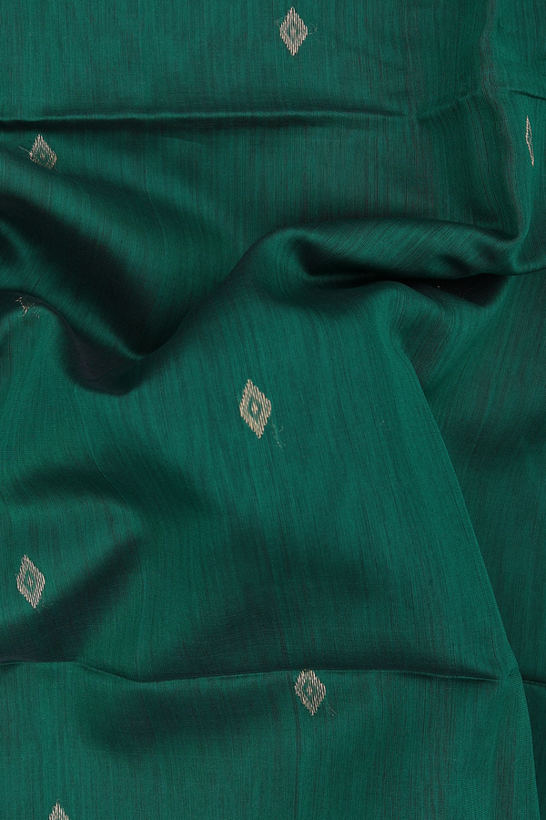 Maheswari Silk Cotton Saree Forest Green With Diamond Buttas