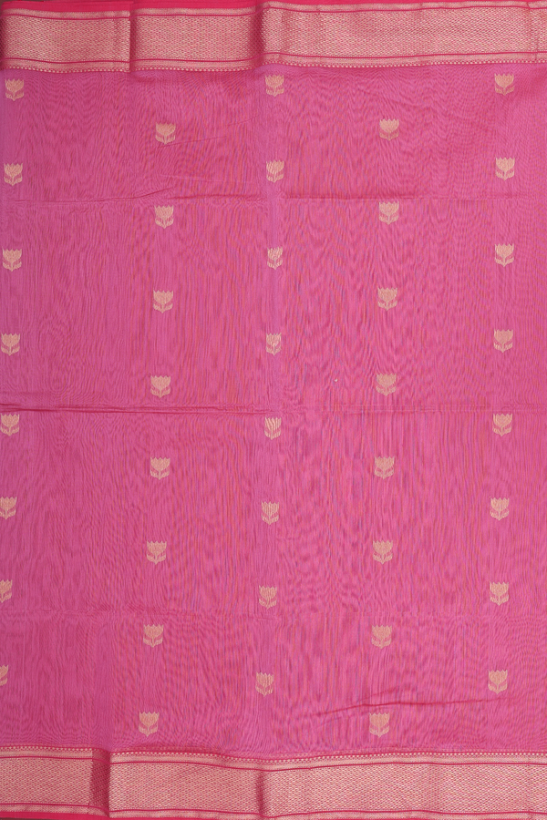 Maheswari Silk Cotton Saree In Pink With Floral Buttas
