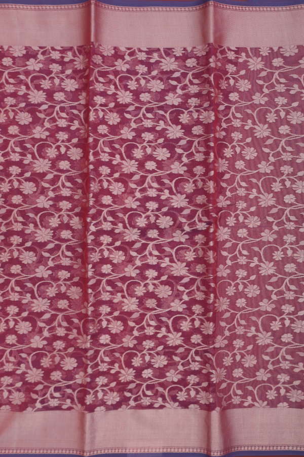 Kota Cotton Saree In Burgundy Red With Floral Design