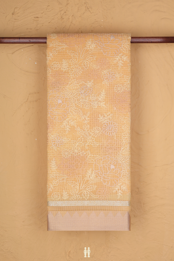 Kota Cotton Saree In Royal Yellow With Floral Design
