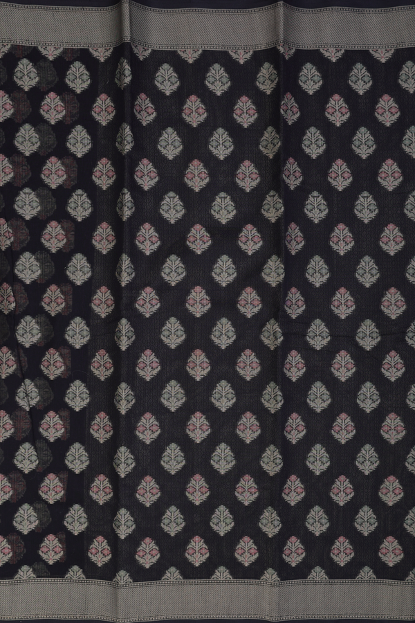 Kota Cotton Saree In Black With Floral Buttas