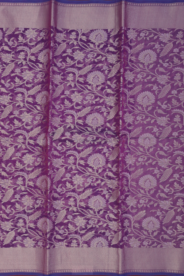 Kota Cotton Saree In Purple With Floral Design