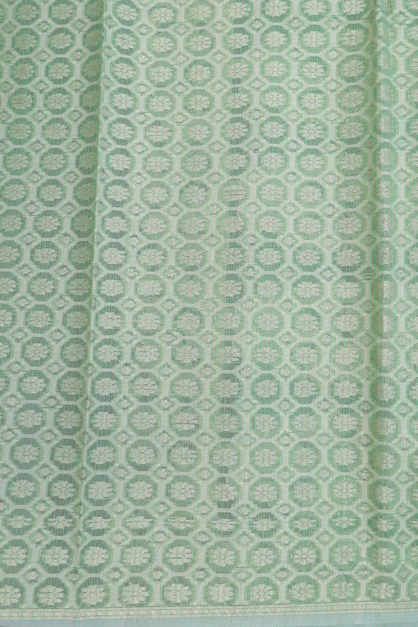 Kota Cotton Saree In Light Moss Green With Floral Buttas