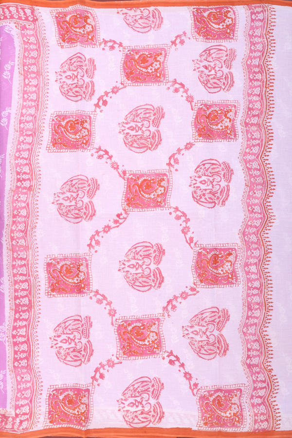 Ahmedabad Cotton Saree In Pastel Purple With Floral Design