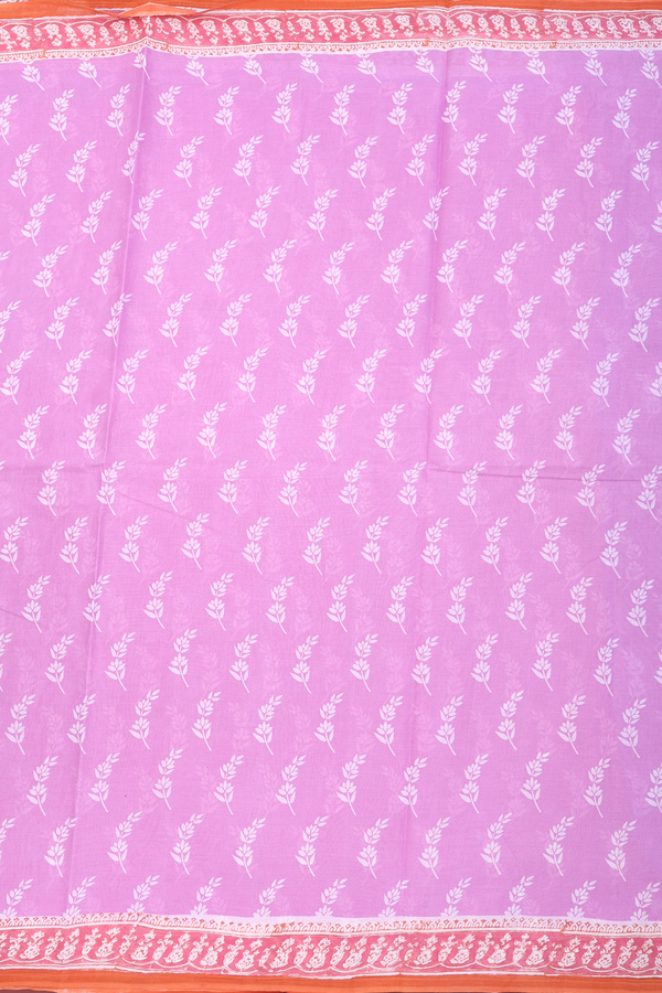 Ahmedabad Cotton Saree In Pastel Purple With Floral Design