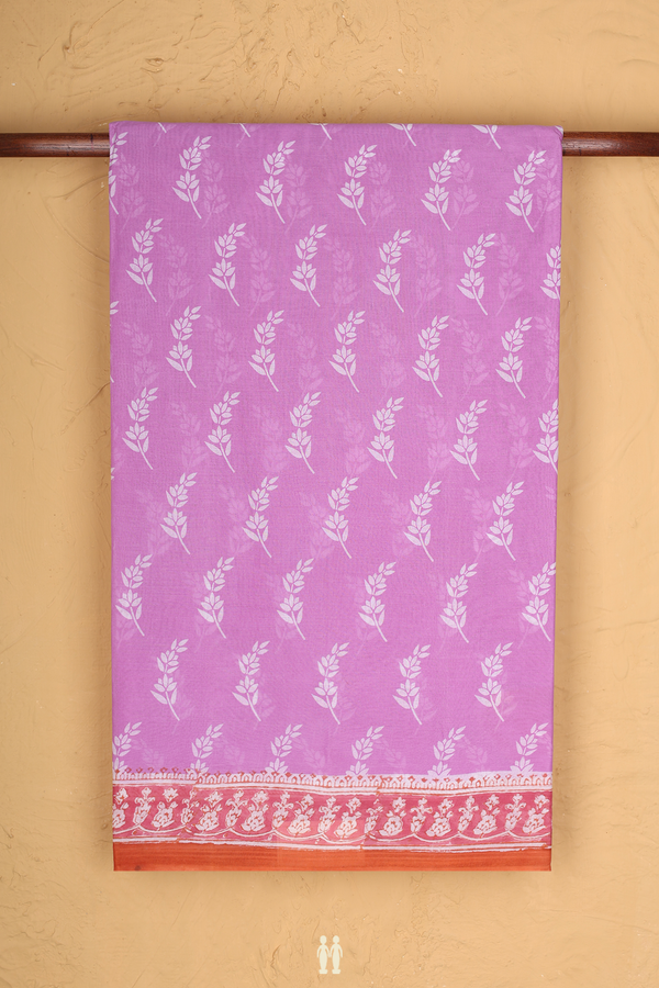 Ahmedabad Cotton Saree In Pastel Purple With Floral Design