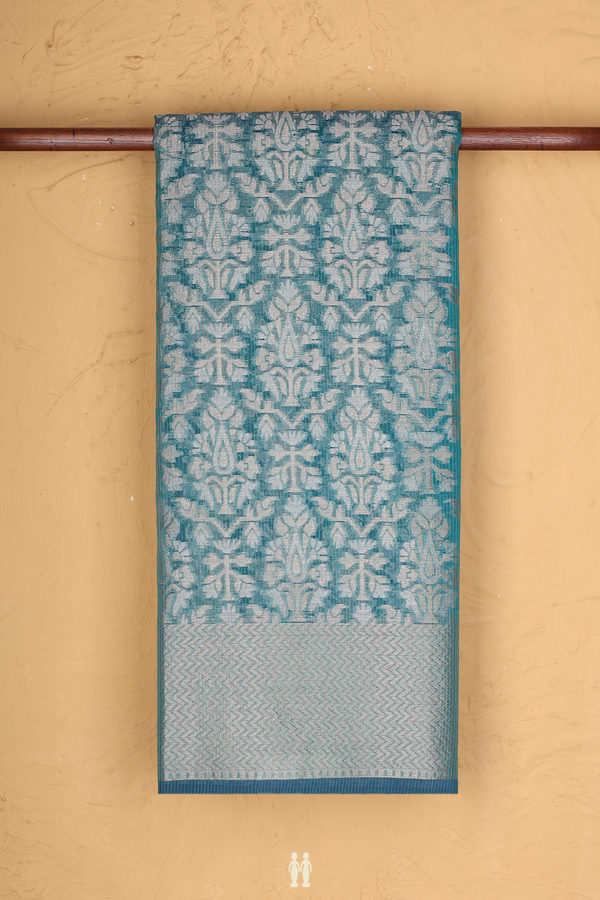 Kota Cotton Saree Teal Blue With Allover Design
