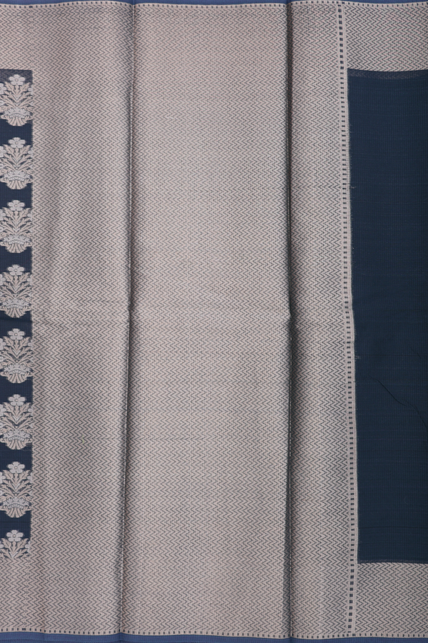 Kota Cotton Saree In Navy Blue With Floral Motifs