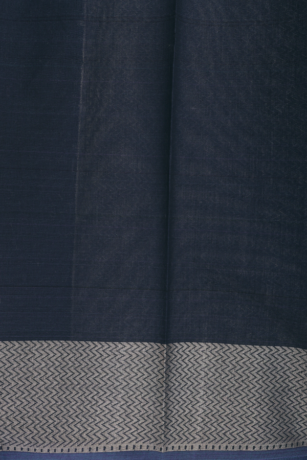 Kota Cotton Saree In Navy Blue With Floral Motifs
