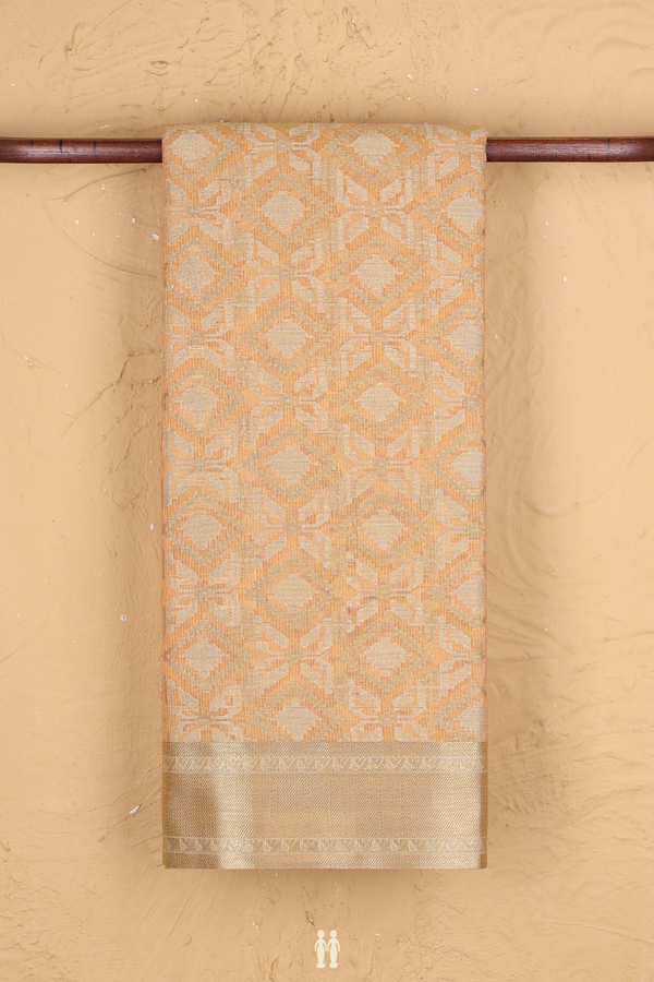 Kota Cotton Saree In Orange With Diamond Design