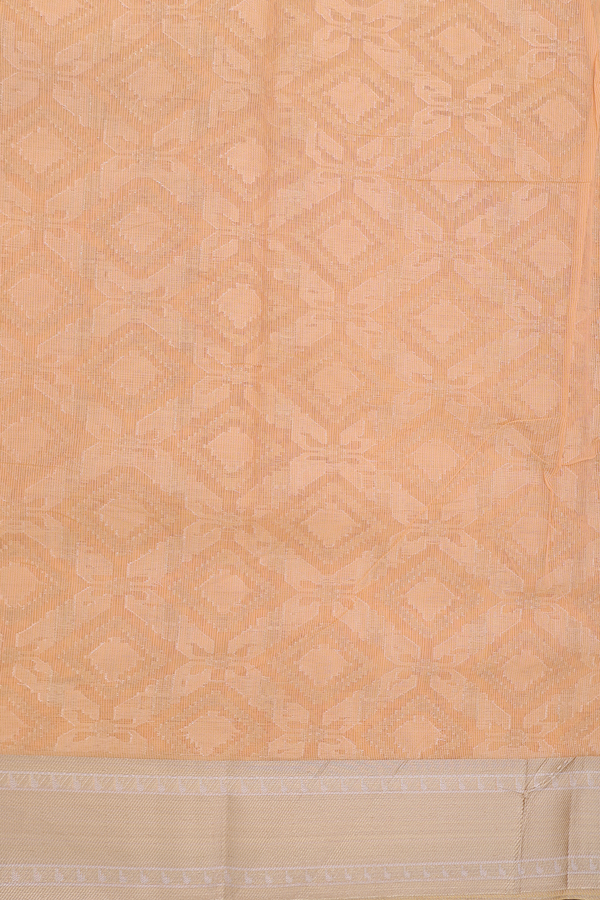 Kota Cotton Saree In Orange With Diamond Design