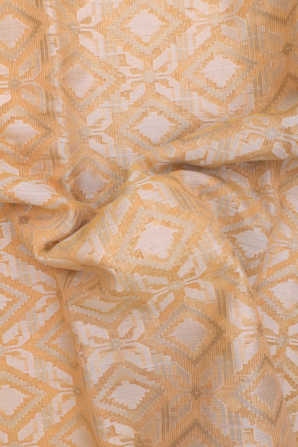 Kota Cotton Saree In Orange With Diamond Design