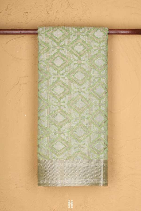 Kota Cotton Saree In Pastel Green With Diamond Design